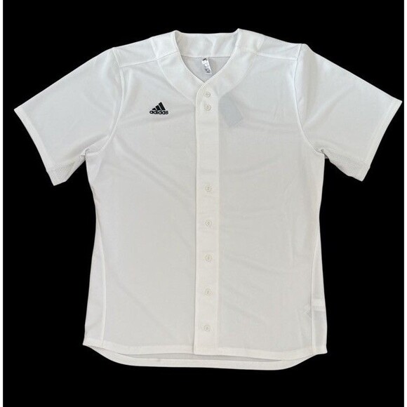 NWT Adidas Baseball Jersey Full Button Lightweight Athletic White Mens SZ Large - Picture 11 of 11
